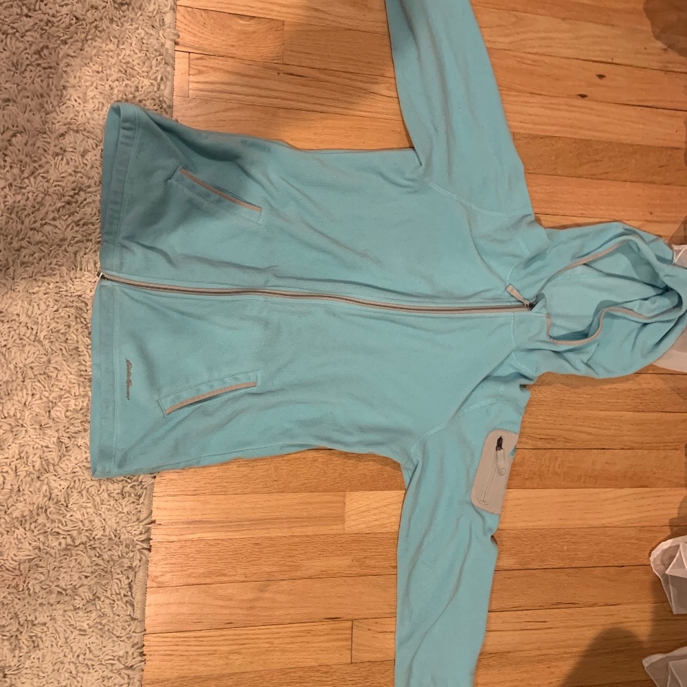 Girls Eddie Bauer XL Light Blue Zipper-Up Fleece Jacket